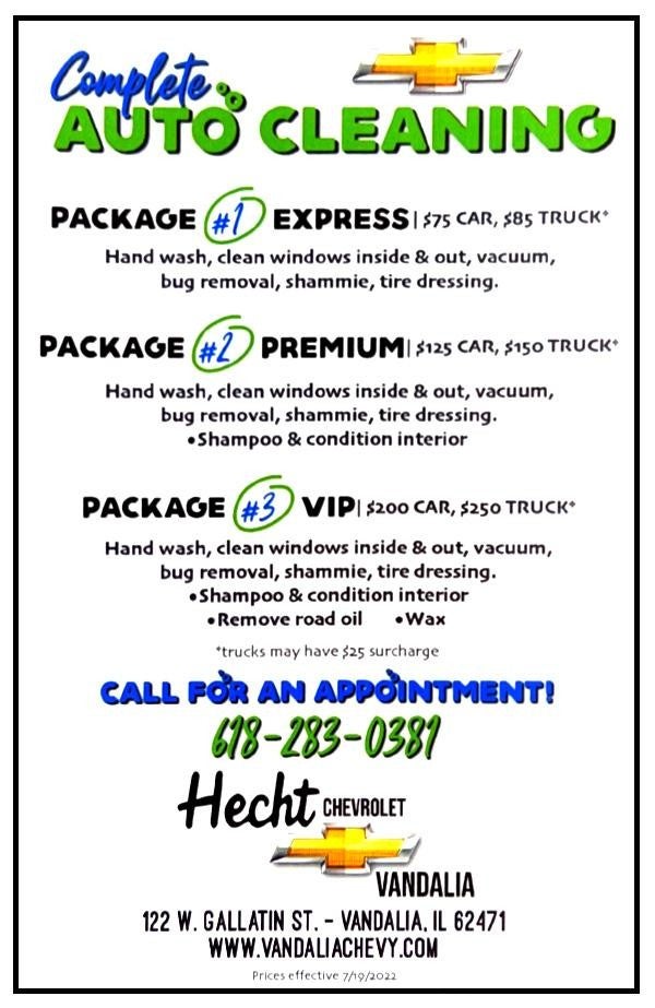 Hecht Chevrolet of Vandalia detailing service costs in Vandalia IL